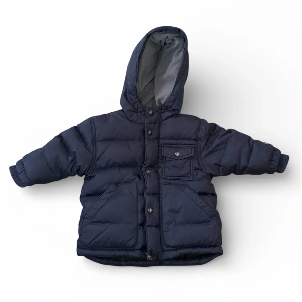 GAP Navy Down Puffer Coat 12-18 months - Picture 1 of 8